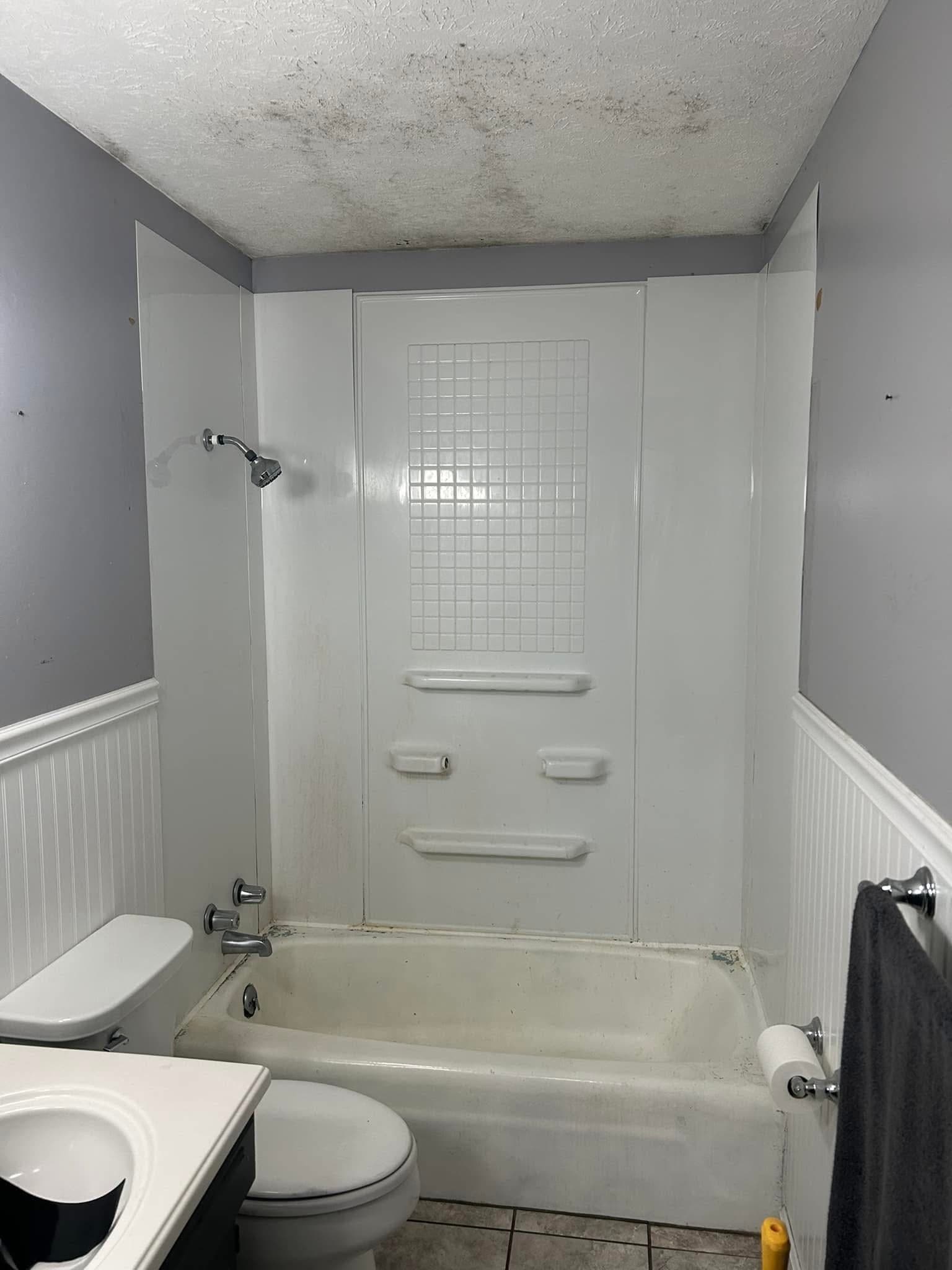 Before: Bold Marble Shower with Slider