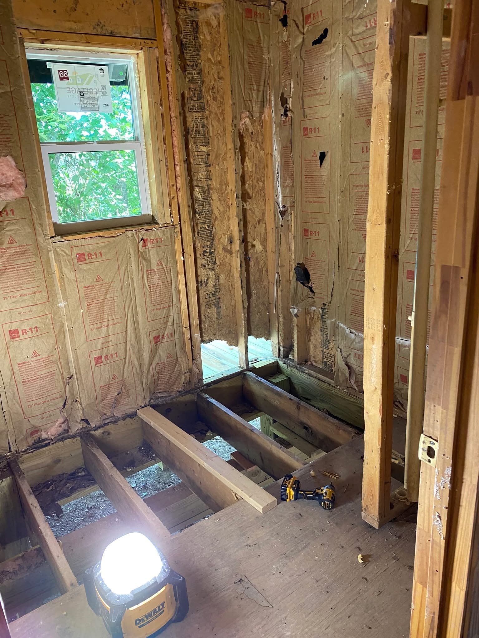 Before: Cabin Subway Shower with Hex Floor