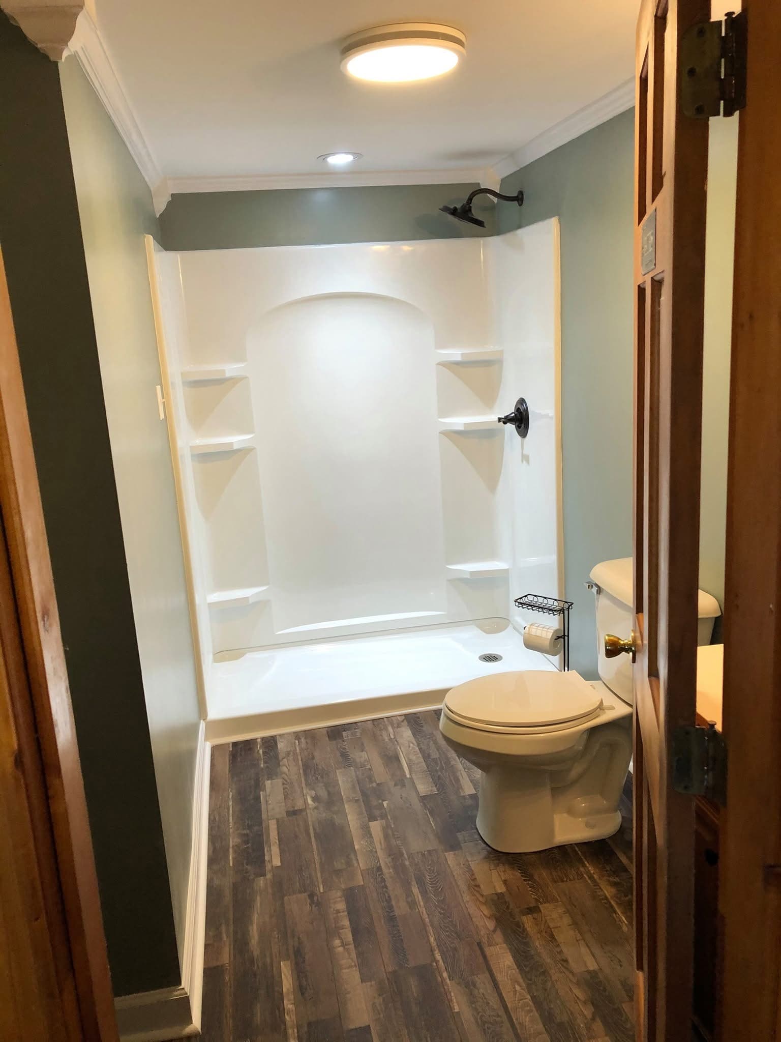 Sage Bath with Wood-Look Floor