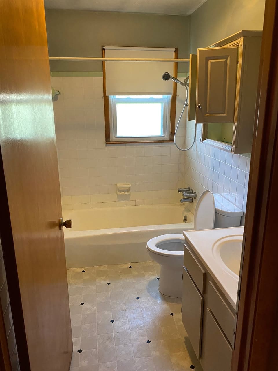 Before: Marble Shower with Patterned Border