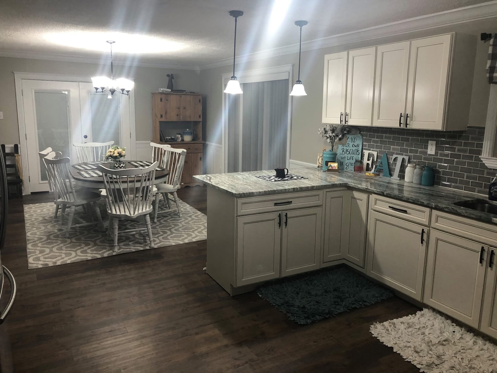 Cream Kitchen with Granite Island
