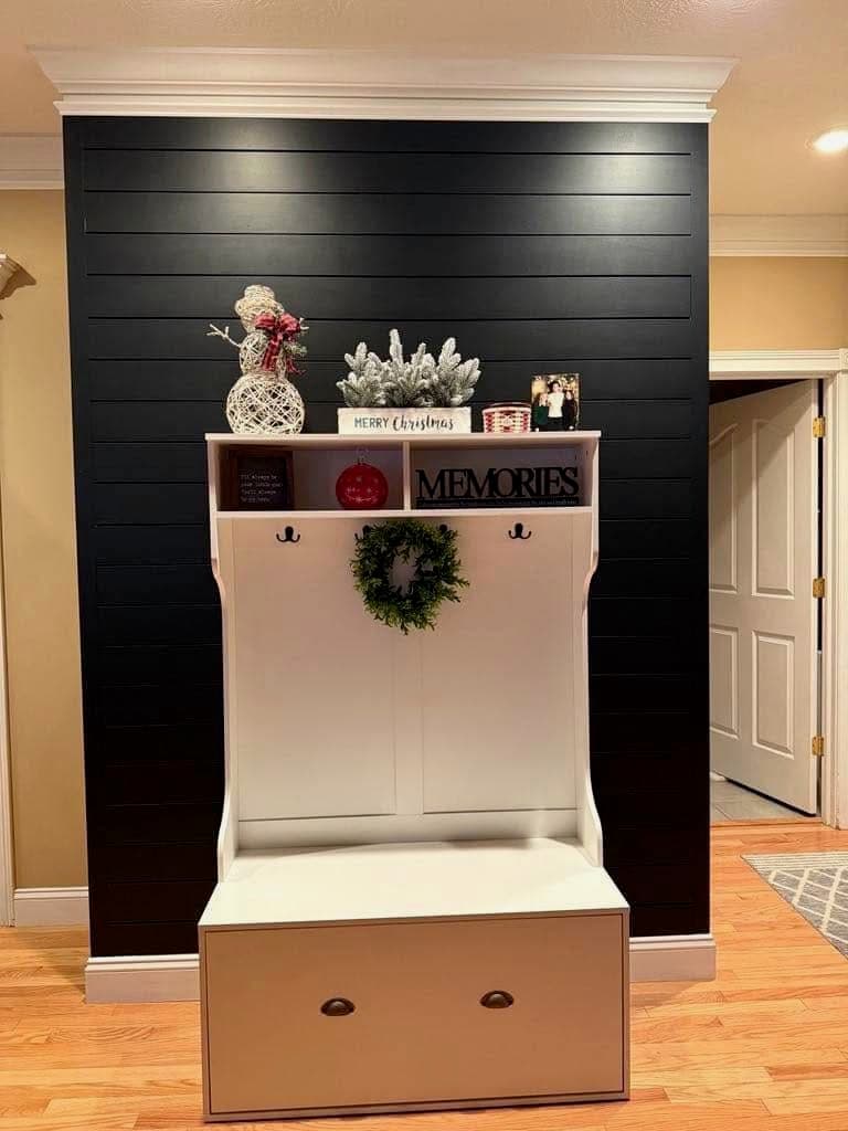 Black Shiplap Entryway Built-In